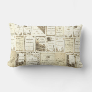 VICTORIAN 1880'S PARTY CLUB INVITATIONS SEPIA CUTE LUMBAR CUSHION