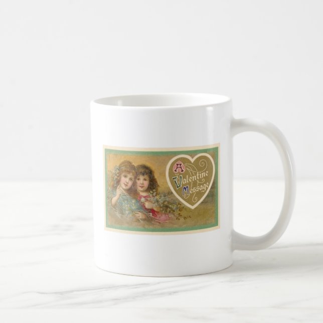 Victorian A Valentine Message 2 Girls Mugs (Right)