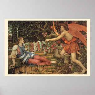 Victorian Angel, Love and the Maiden by Stanhope Poster