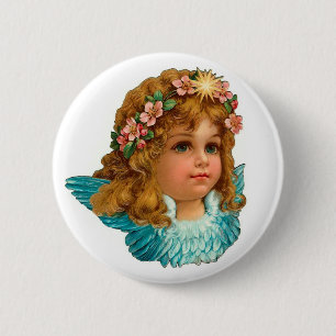 Victorian Angel Vintage Floral Easter 6 Cm Round Badge