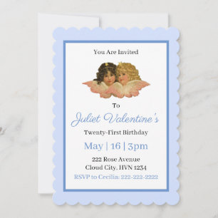 Victorian Angels Baby Blue Invitation