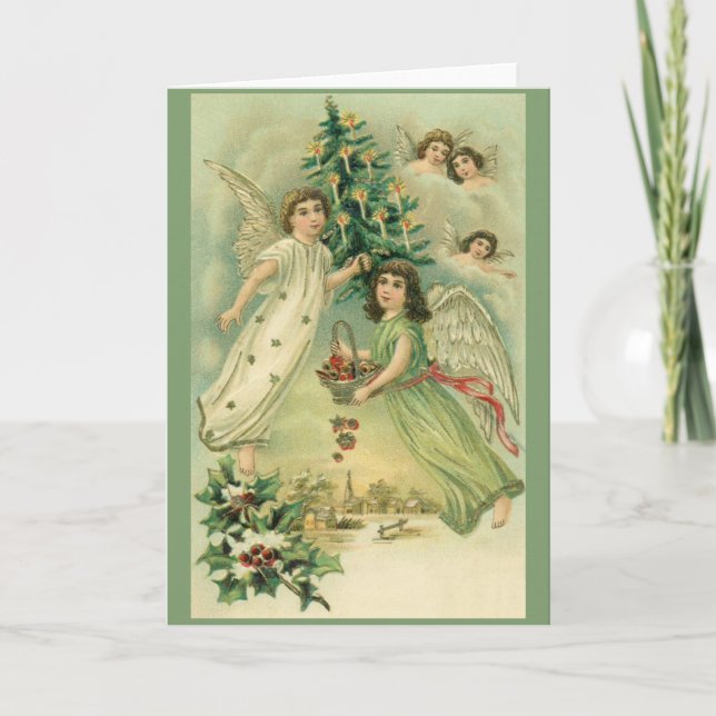 Victorian Angels Christmas Greeting Card (Front)