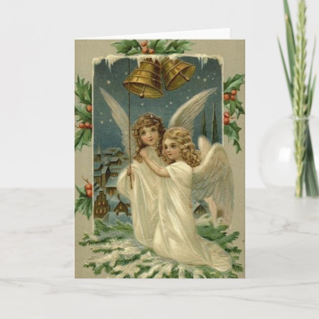 Victorian Angels Ringing Bells Christmas Card (Front)