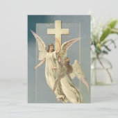 Victorian Angels with a Cross, Vintage Easter Holiday Card (Standing Front)