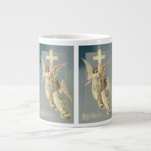 Victorian Angels with a Cross, Vintage Easter Large Coffee Mug