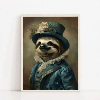 Victorian Animal Portrait, Dressed Animal Prints,  Poster