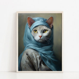 Victorian Animal Portrait, Lady Cat Vintage Print, Poster