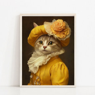Victorian Animal Portrait, Lady Cat Vintage Print, Poster