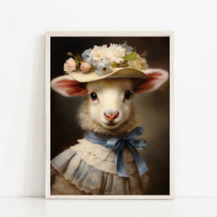 Victorian Animal Portrait, Royal Baby Sheep Vintag Poster
