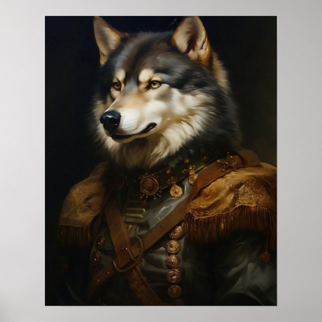 Victorian Animal Portrait, Royal Wolf Prints (Front)