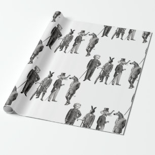 victorian animals men funny wrapping paper
