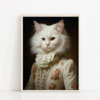 Victorian Animals Portrait Royal White Cat Vintage
