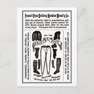 Victorian antique knitting machine ad postcard