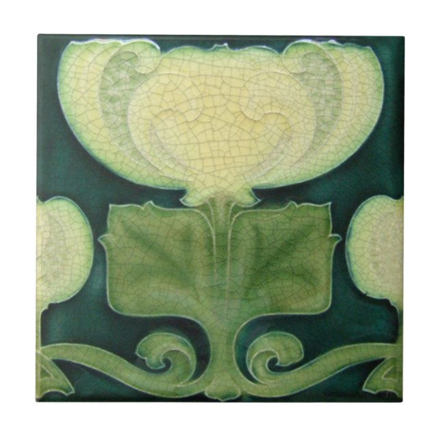 Victorian-antique-look-tile-green-white Tile (Front)
