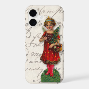 Victorian Antique Paper Scrap Christmas Angel Red