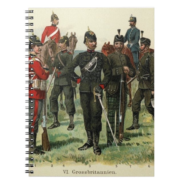 Victorian Antique Soldiers postcard Notebook (Front)