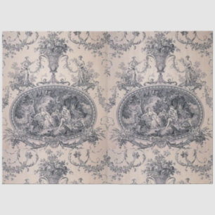 Victorian Antique Toile Blue & White Decoupage Tissue Paper