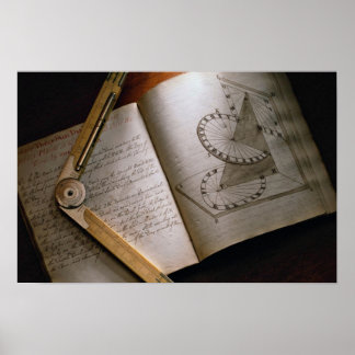 Victorian architect's calculus manual and ruler poster