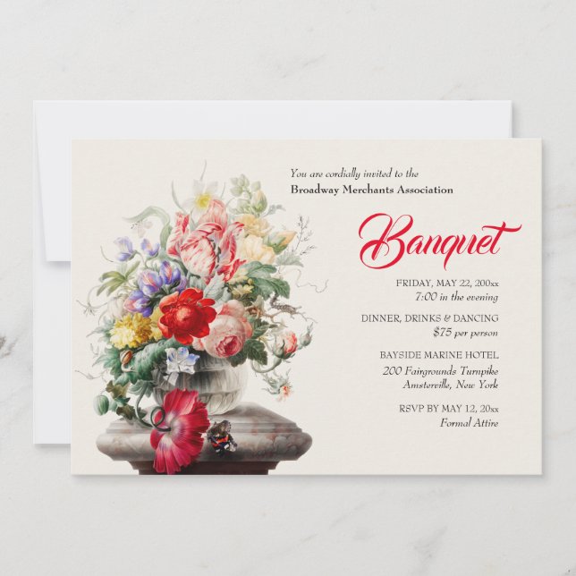 Victorian Arrangement Banquet Dinner Invitation (Front)