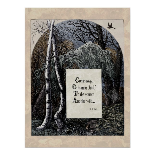 Victorian Art Poem Yeats "The Stolen Child" Glossy Poster (Front)