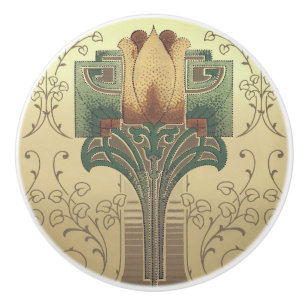 Victorian arts and crafts flower ceramic knob
