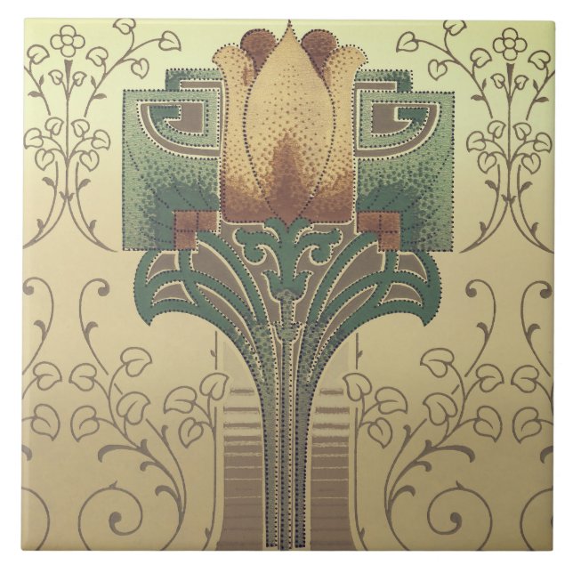 Victorian arts and crafts flower tile (Front)