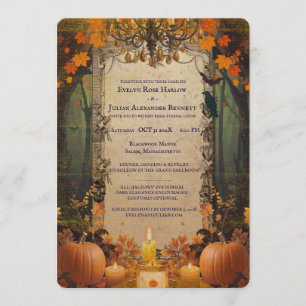 Victorian Autumn Gothic Halloween Wedding Invitation