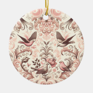 Victorian Aviary: A Pastel Pink Garden Ceramic Tree Decoration
