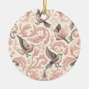 Victorian Aviary: A Pink Pastel Garden Ceramic Tree Decoration