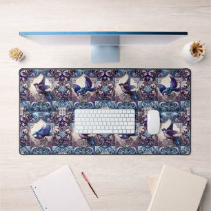Victorian Aviary: A Purple Tile Garden Desk Mat