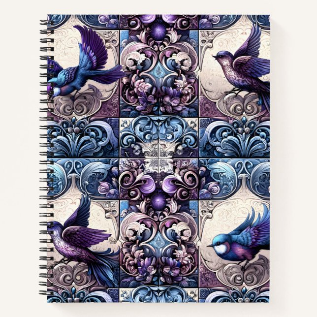 Victorian Aviary: A Purple Tile Garden Notebook (Front)