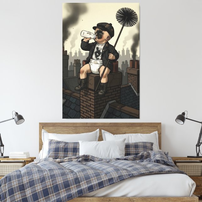 Victorian Baby Chimney Sweep canvas print (Insitu(Bedroom))