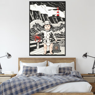 Victorian Baby - Funny Baby Sea Fisherman Canvas Print