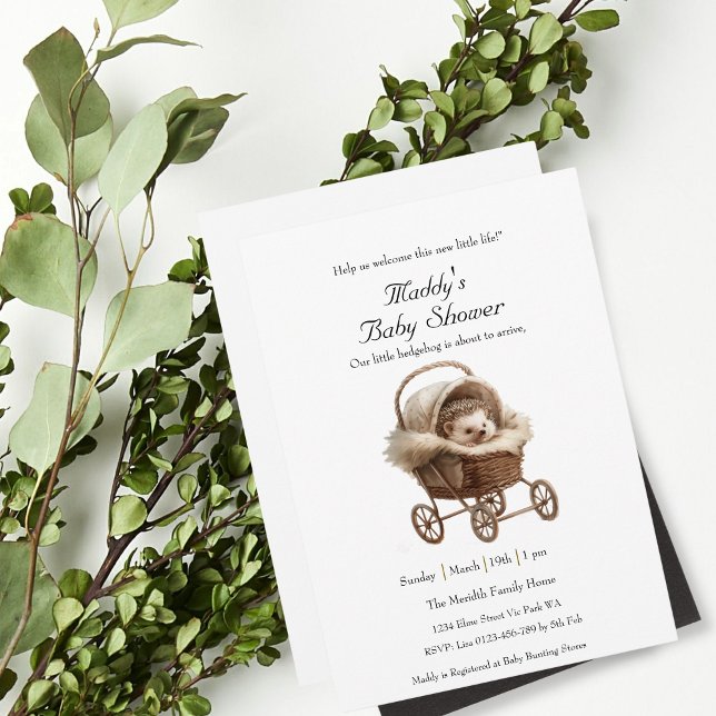 Victorian Baby Hedgehog Baby Shower  Invitation (Creator Uploaded)