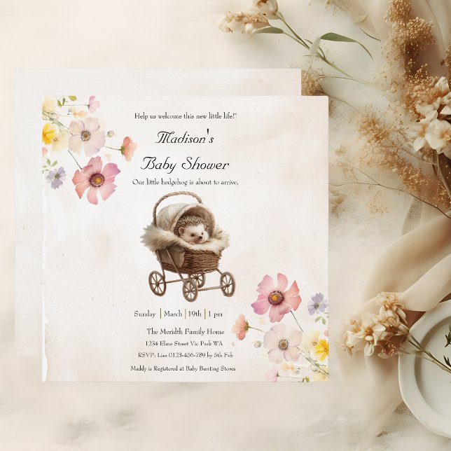 Victorian Baby Hedgehog Wildflower Baby Shower  (Creator Uploaded)