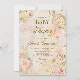 Victorian Baby Shower Girl Vintage Invitation