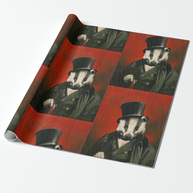 Victorian Badger Wrapping Paper (Unrolled)
