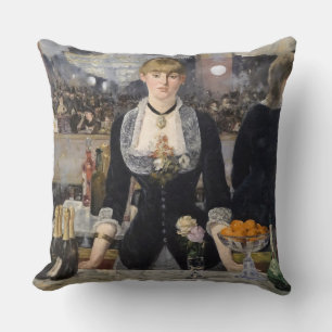 Victorian Barmaid Girl at Folies Bergere, France Cushion