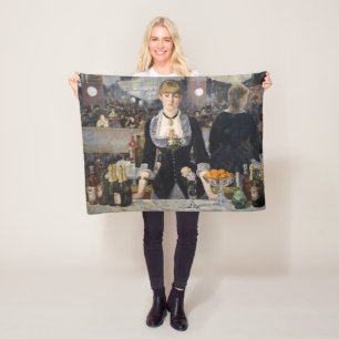Victorian Barmaid Girl at Folies Bergere, France Fleece Blanket