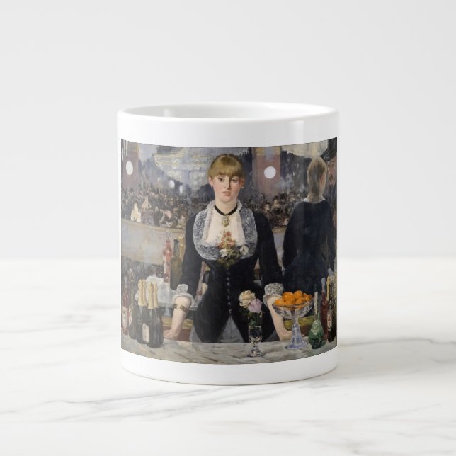 Victorian Barmaid Girl at Folies Bergere, France Large Coffee Mug (Front)