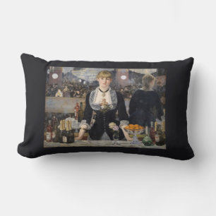 Victorian Barmaid Girl at Folies Bergere, France Lumbar Cushion