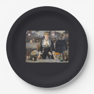 Victorian Barmaid Girl at Folies Bergere, France Paper Plate