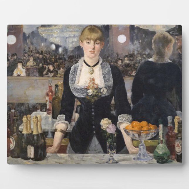 Victorian Barmaid Girl at Folies Bergere, France Plaque (Front)