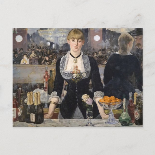 Victorian Barmaid Girl at Folies Bergere, France Postcard (Front)