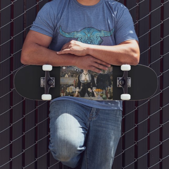 Victorian Barmaid Girl at Folies Bergere, France Skateboard (Outdoor 3)