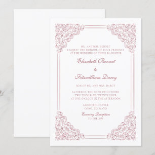 Victorian Baroque Vintage Muted Pink Wedding Invitation