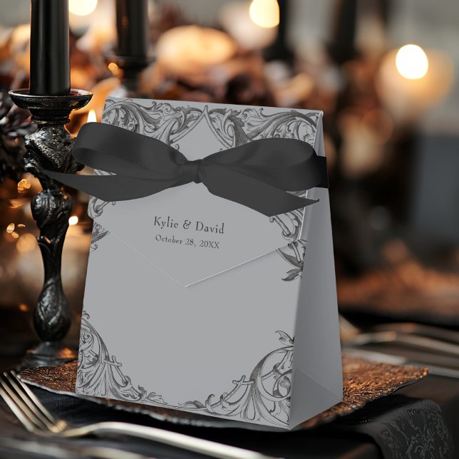 Victorian Bat Until Death Black & Grey Wedding Favour Box (Creator Uploaded)