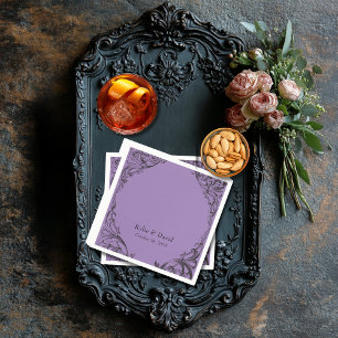 Victorian Bat Until Death Black & Purple Wedding Napkin