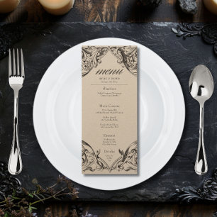 Victorian Bat Until Death Black & Tan Wedding Menu