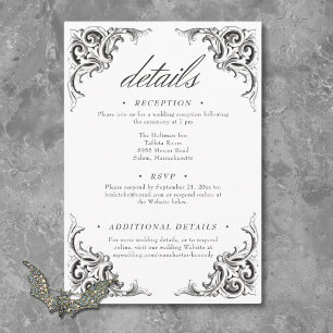 Victorian Bat Until Death Black White Wedding Enclosure Card